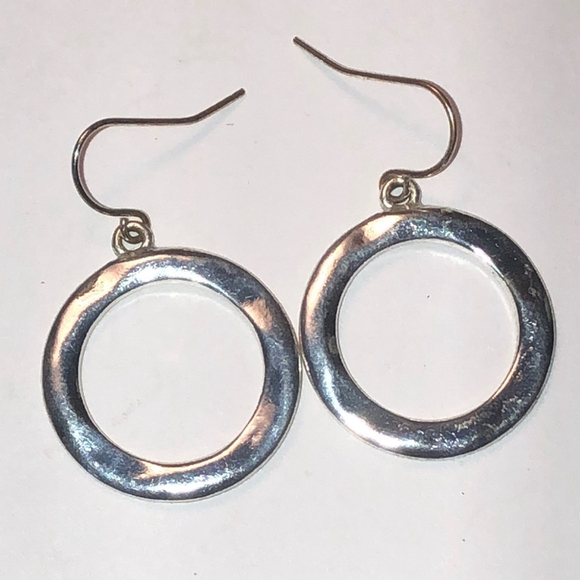Silver Tone Round Cutout Dangling Boho Pierced Earrings - Picture 1 of 3